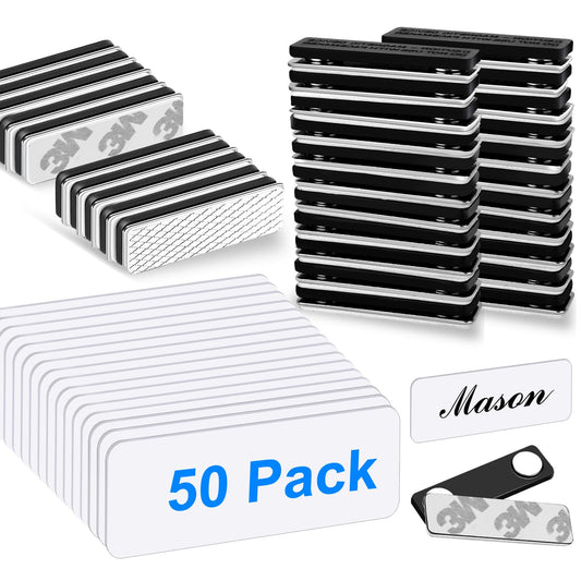 Magnetic Name Tags, 50-Pack Engravable Name Badge with Magnetic Backing, Reusable Name Tags(1" X 3")