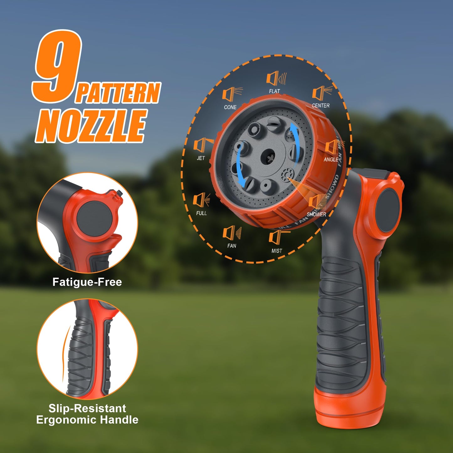 NEOTEC Retractable Garden Hose Reel 1/2 inch x 150ft - Wall Mounted Heavy Duty Hose Reel with 3/4 Inch Brass Fittings & 9-Pattern Nozzle - Auto Rewind System, Any Length Lock, 180° Swivel Bracket