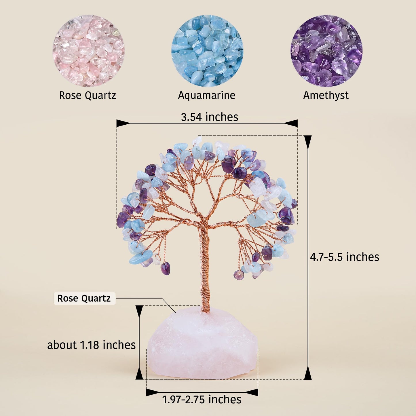 ZenBless 7 Chakra Healing Crystals Stones Tree of Life, Feng Shui Money Tree,Little Fake Bonsai Zen Spiritual Home Living Room Cubicle Office Desk Decor and Accessories for Women