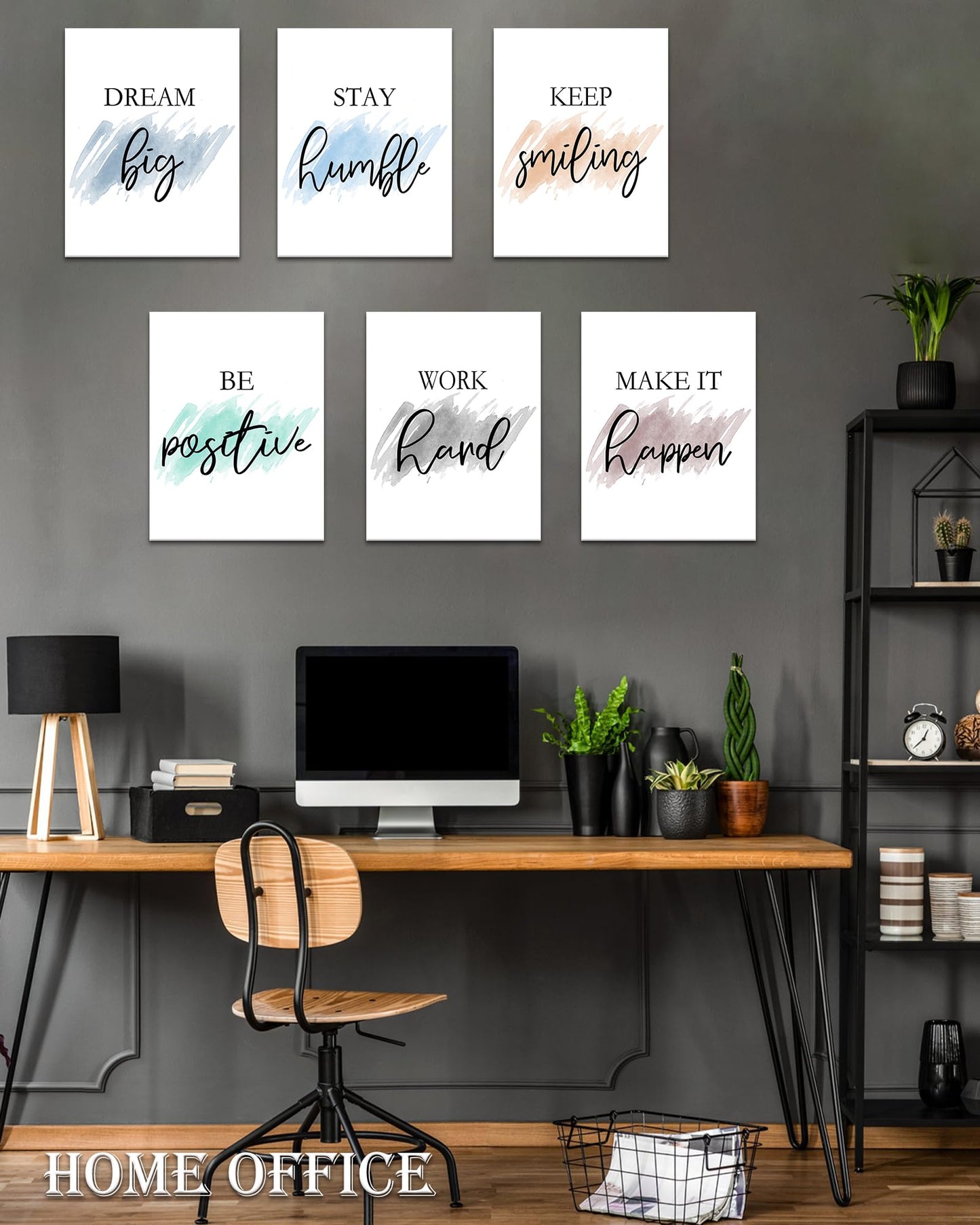 Drsoum Motivational Wall Decor Inspirational Office Wall Art Quotes 12” x16” Framed Wall Art for Living Room Encouraging Canvas Posters for Office Bedroom Sayings - Set of 6 PCS Framed