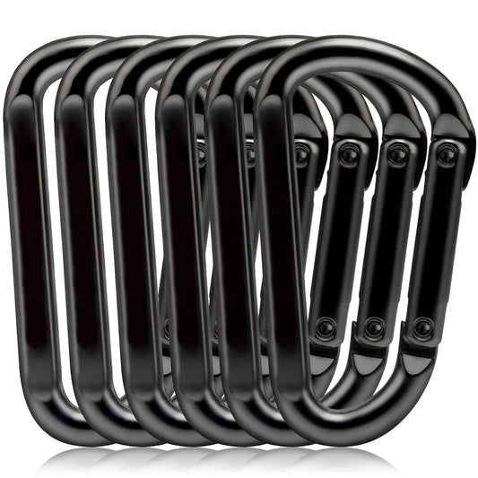 EZYA Carabiner Clip, 860lbs, 3" Iron Heavy Duty Carabiner, D Shape Hook - Hammocks, Camping, Hiking Accessories, Keychains, Caribiniers for Dog Leash, Yoga Swing, Gym etc, Black, 6pcs