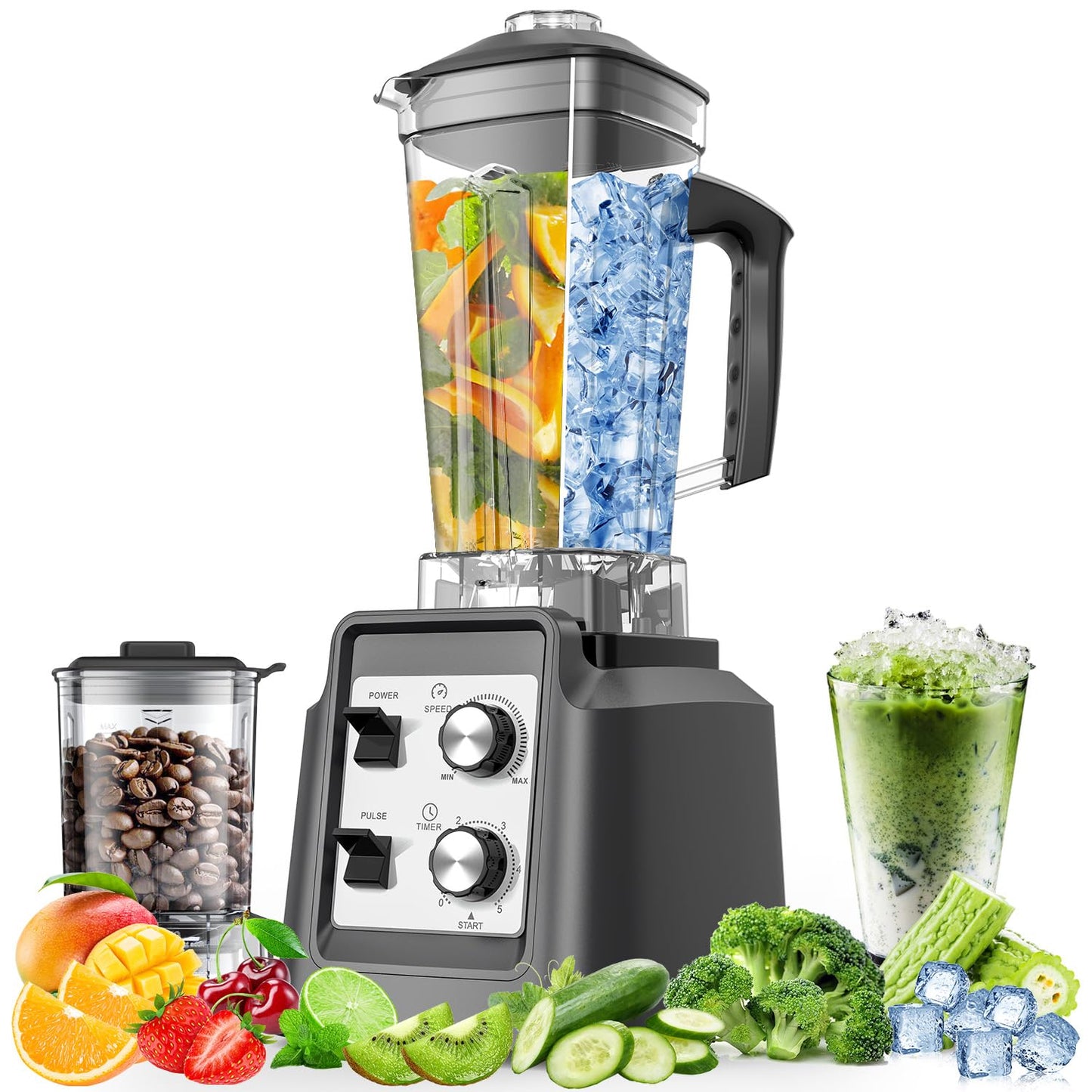 Smoothie Blender - Blender for Smoothies, Blenders for Kitchen for Smoothies, Shakes, and Frozen Drinks, Silver
