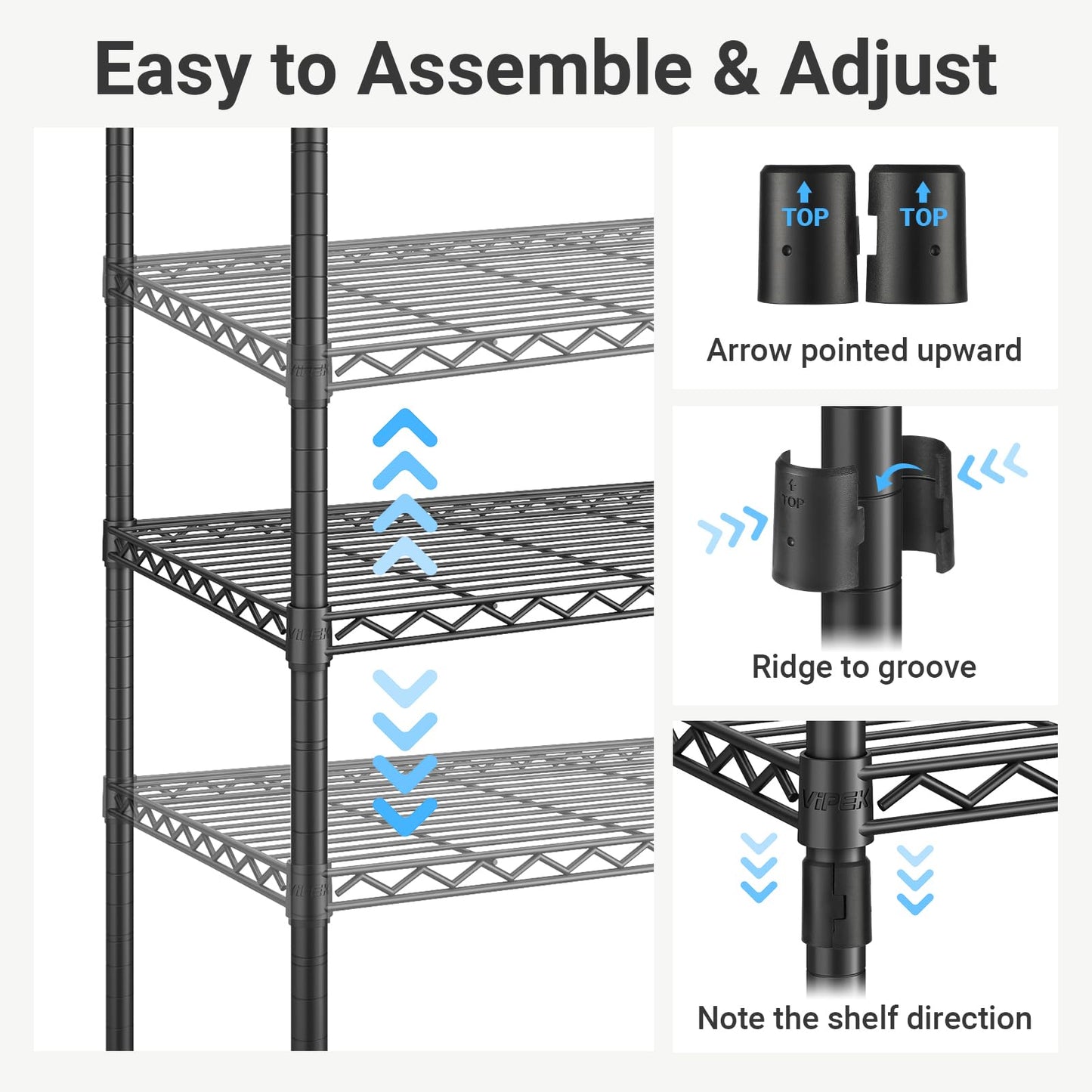 VIPEK V40 Wire Garment Rack Heavy Duty Clothes Rack for Hanging Clothes, Multi-Functional Bedroom Clothing Rack Freestanding Closet Wardrobe Rack, Max Load 1110lbs, Black