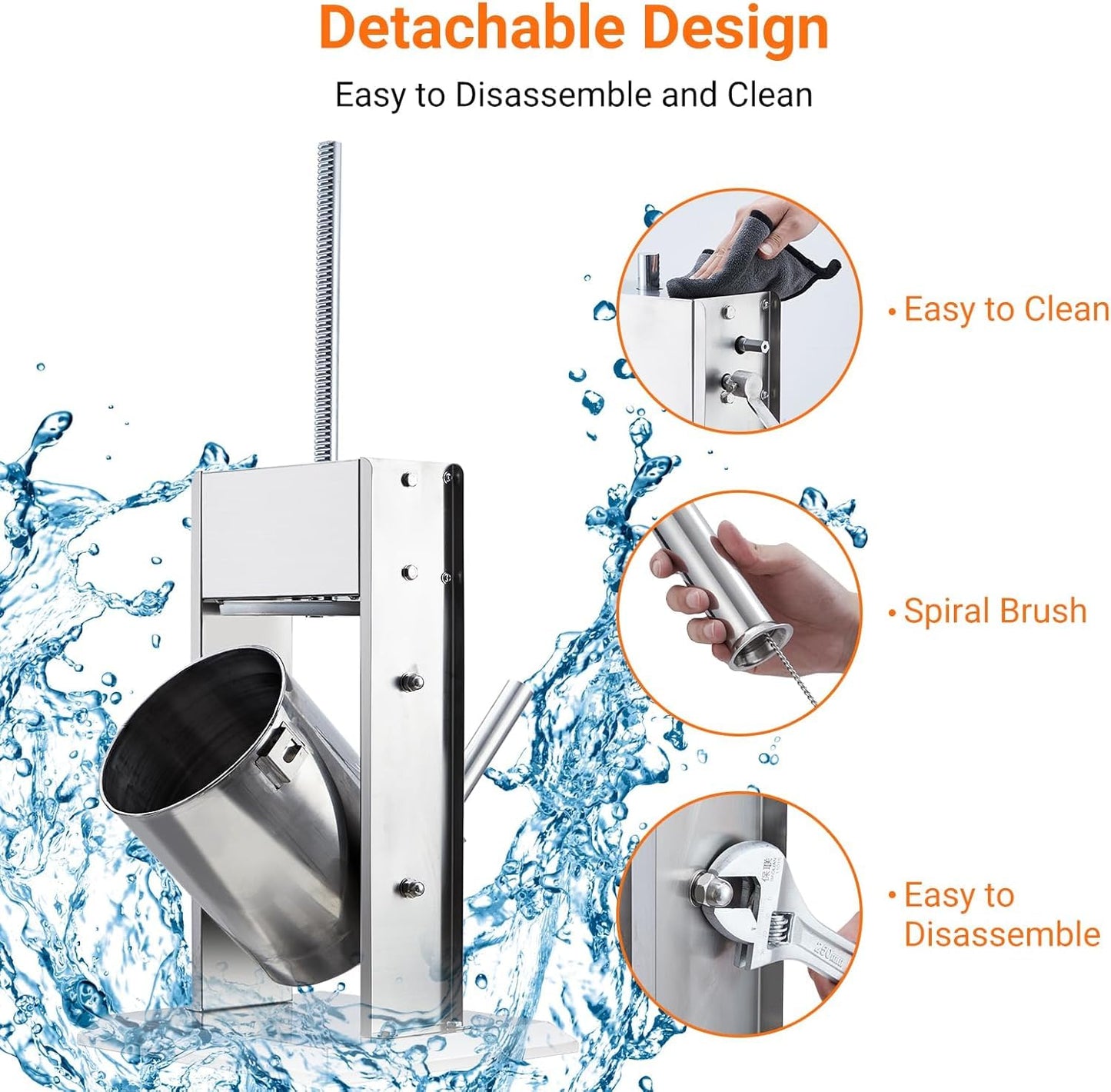11LBS/5L Manual Sausage Stuffer | Dual-Speed Control & Stainless Steel Construction | Heavy-Duty Sausage Filler with 5 Tubes | for Home & Commercial Use