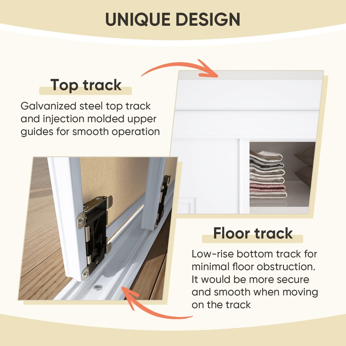 JUBEST Sliding Closet Door 72"(Double 37") x80, 5-Panel Steel Frame Bypass Primed Door with Top & Bottom Track Kits, Pre-Assembled Hardboard Panels with Paintable Surface, Durable & Sturdy