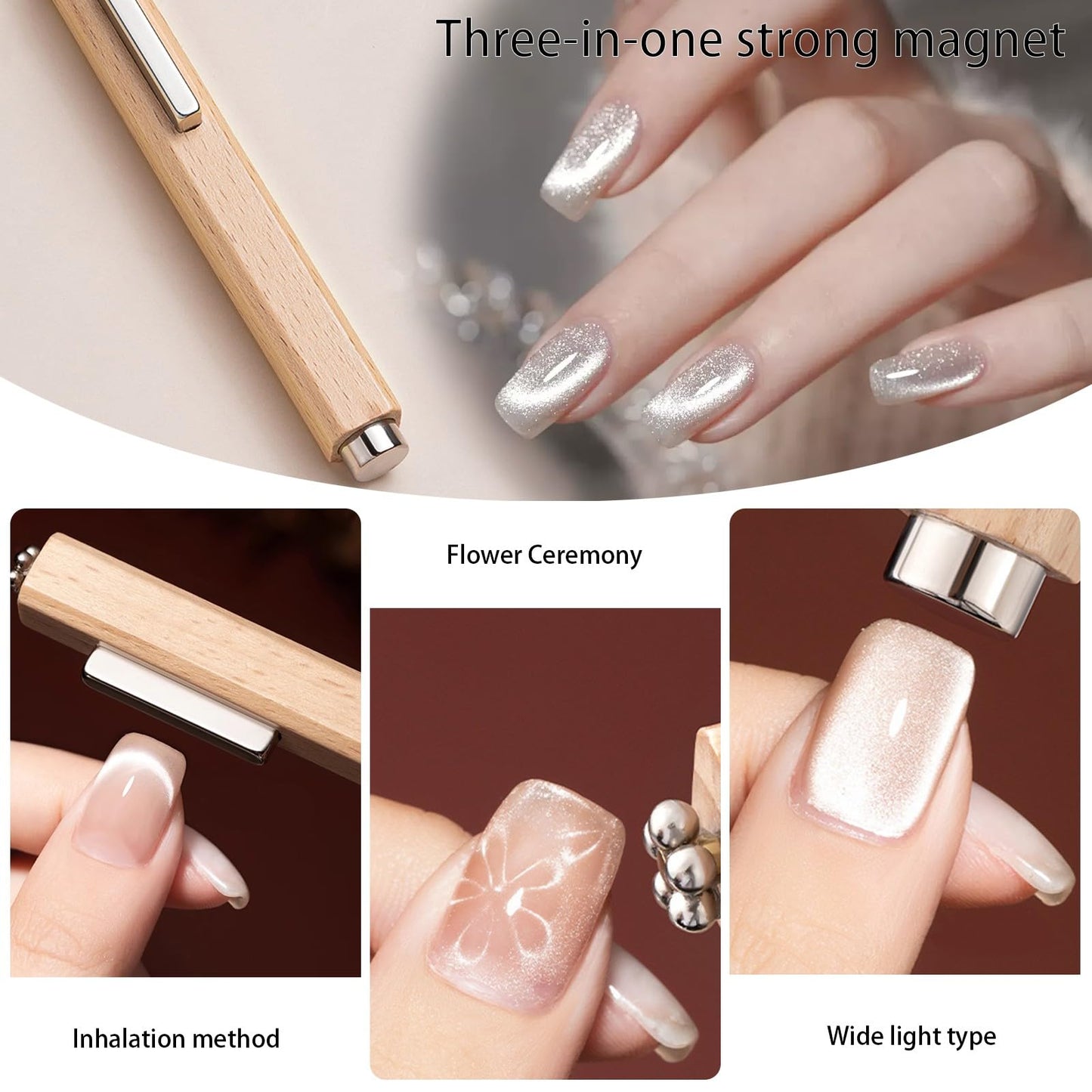 7Pcs 3D Cat Eye Gel Nail Polish Magnet Tools for Cat Eye Gel Nail Polish,5 in 1 Nail Magnet Nail Magnet Pen Stripe Nail Magnet Wands for Nail Art DIY Home Salon Manicure(Pink)