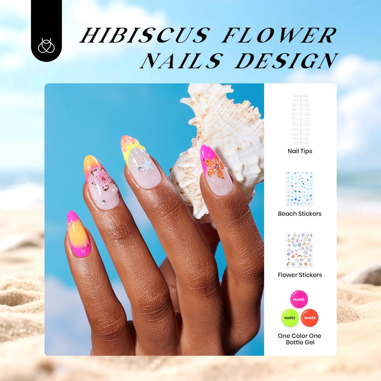 Beetles Cat Eye Press On Nails Short Almond, 32pcs 16 Sizes, Glue and Tabs, HEMA and TPO Free, Rose Glow & Neon Gel Nail Polish Set, Summer Colors with Mini LED Lamp, Base & Top Coat