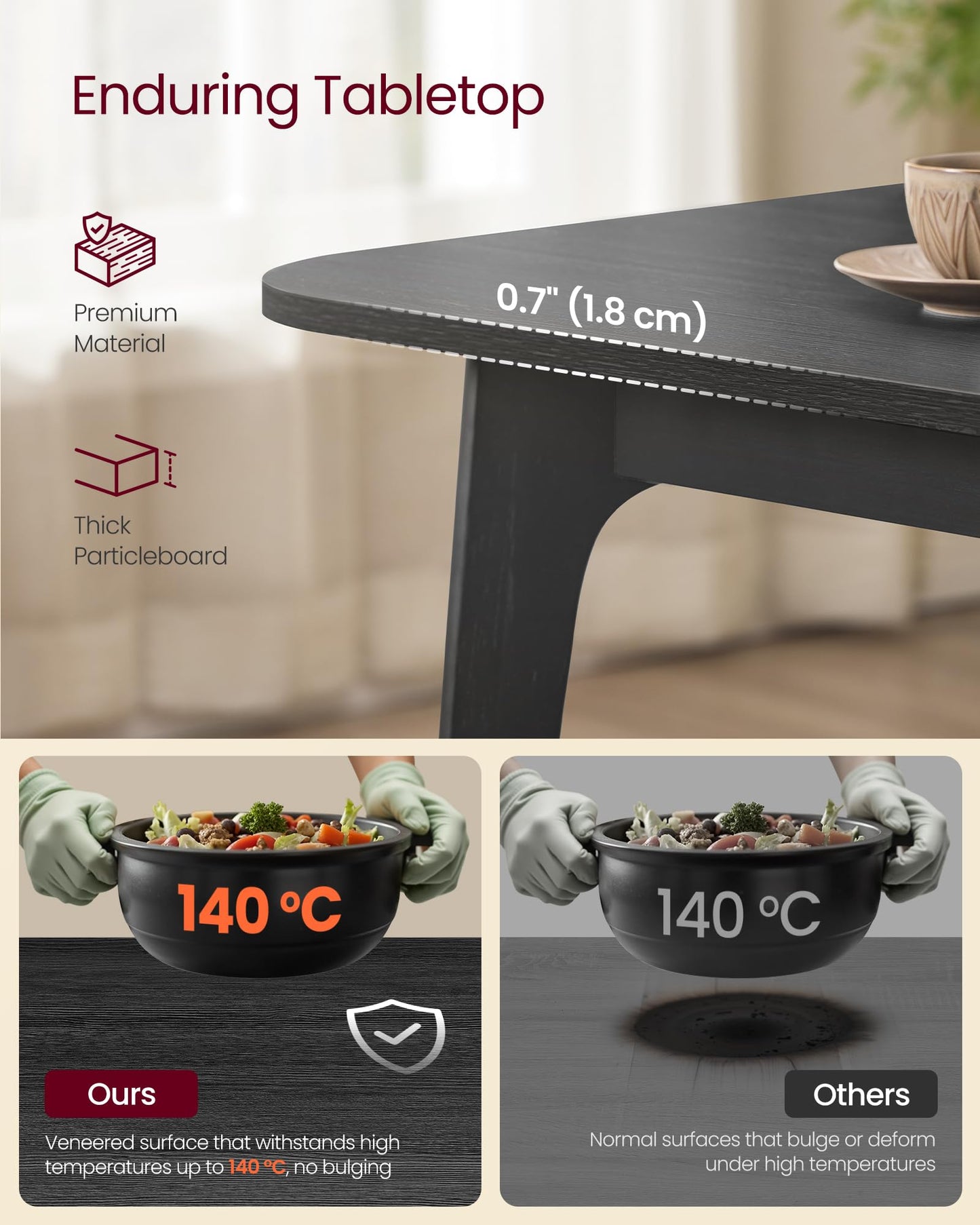 VASAGLE MAEZO Collection - Extendable Dining Table for 4/6/8, Kitchen Table with Tapered Legs, Curved Transitions, for Dining Room, Kitchen, Home Office, Charcoal Gray UKDT090B01V1