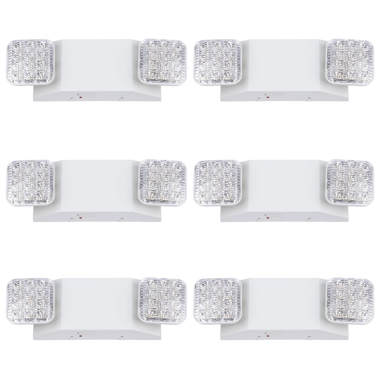 GRUENLICH LED Commercial Emergency Light with Dual Head and Backup Battery, US Standard, AC 120-277V, Hardwired Emergency Light Fixtures for Business Office Power Outages, 6-Pack
