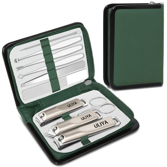 2026 Manicure Pedicure Set 10 in 1, Stainless Steel Nail Clipper Kit, Nail Trimmer Grooming Kit for Men Women, Professional Nail Care Tools with Green PU Leather Travel Case for Home & Travel