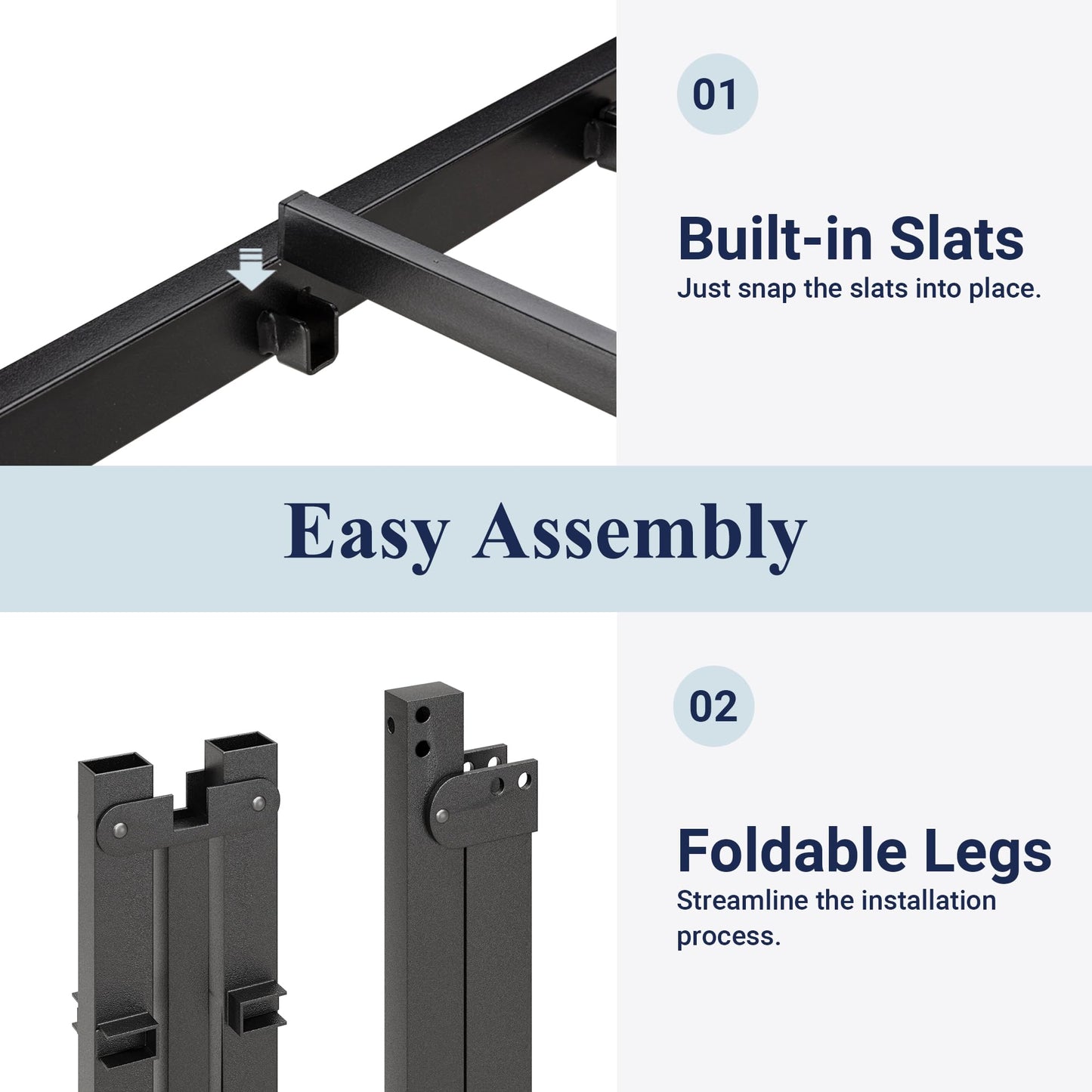 Allewie Queen Bed Frame, 12 Inch Metal Platform Beds with Storage Space, No Box Spring Required and Easy Assembly, Black