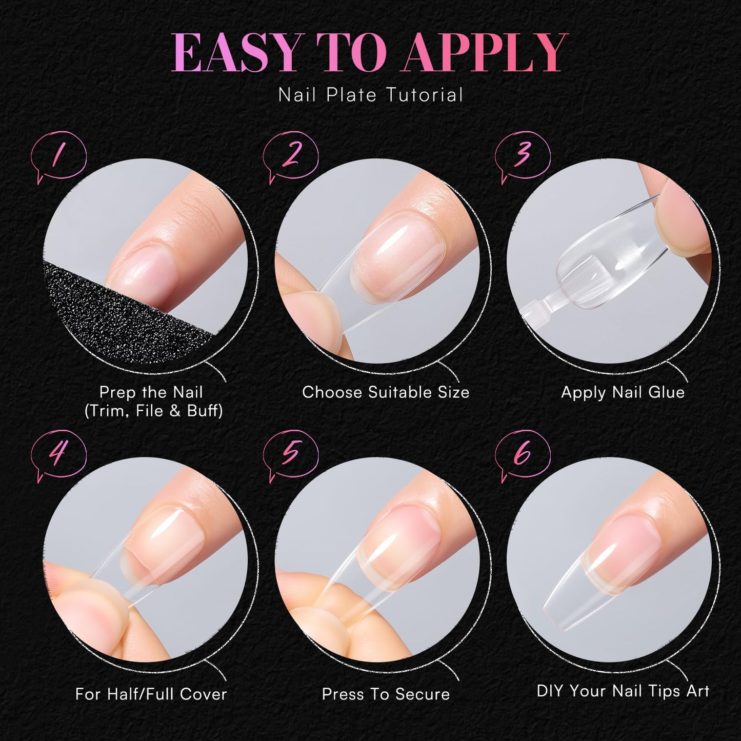 Makartt Medium Coffin Nail Tips: 504 PCS Pre-Etched Clear False Nails Tips, 15 Sizes Full Cover Half Matte Soft Acrylic Press On Nail Extensions Supplies Salon and DIY at Home
