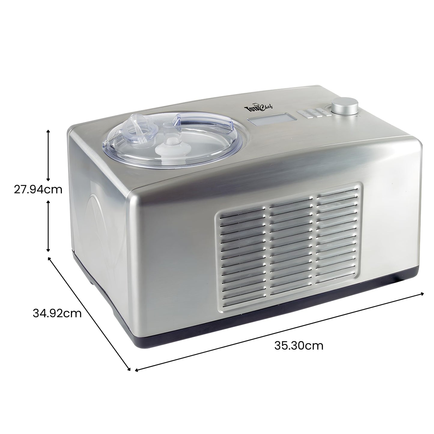 Total Chef Automatic Ice Cream Maker - Built-In Compressor 2 in 1 Frozen Yogurt, Gelato & Sorbet Maker, Nieve Treats, No Salt or Prefreezing, 1.6 Qt Stainless Steel, Helado de crema