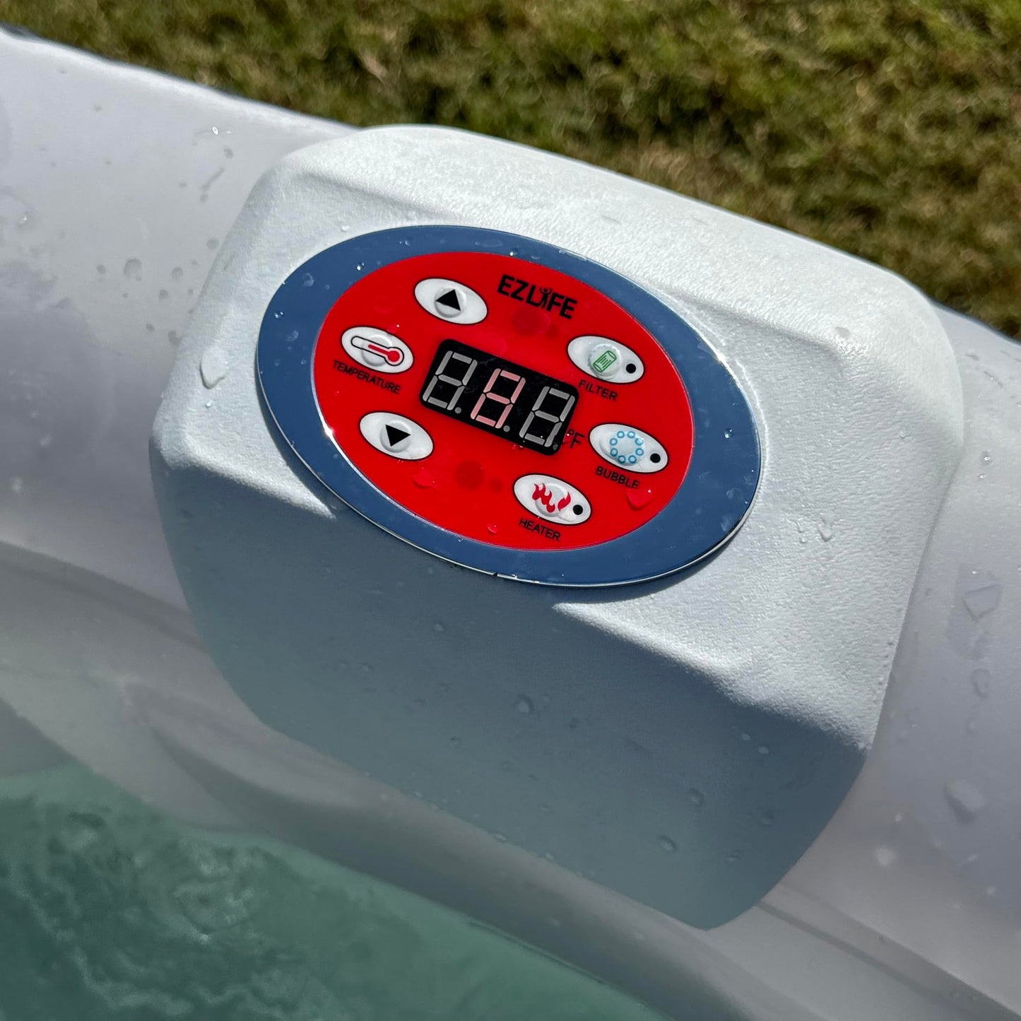 EZLIFE 6-Person Inflatable Square Hot Tub Spa with 130 Bubble Jets, LED Light Strip, 1350W Heater & Cover – Portable Outdoor Spa Pool for Adults (72"x72")