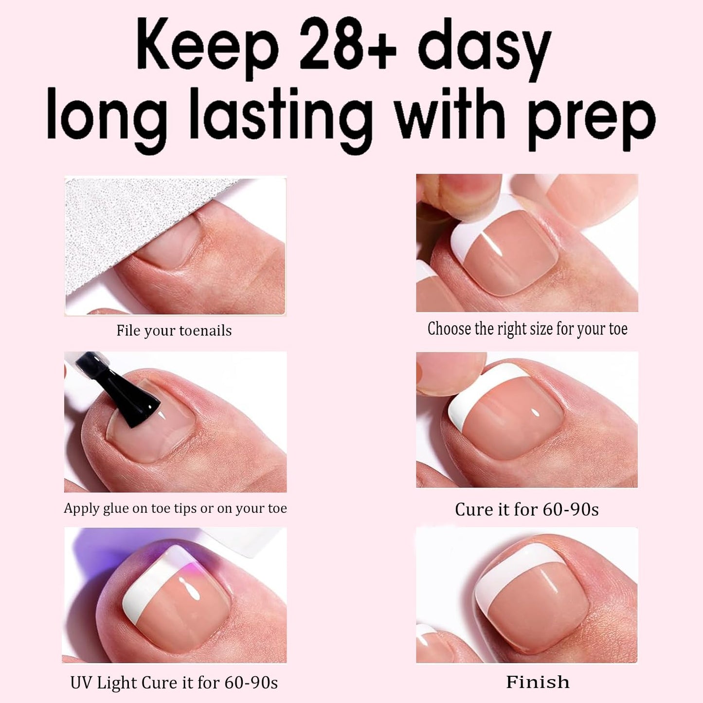 Dsixnails 240Pcs Toe Press on nails, Short Brown Ombre Toe Nail Press Ons for Women in 15Sizes, French Tip False Toenails Extension, Soft Gel Toe Nail Tips, Acrylic Full Cover Fake Toenails for Girl