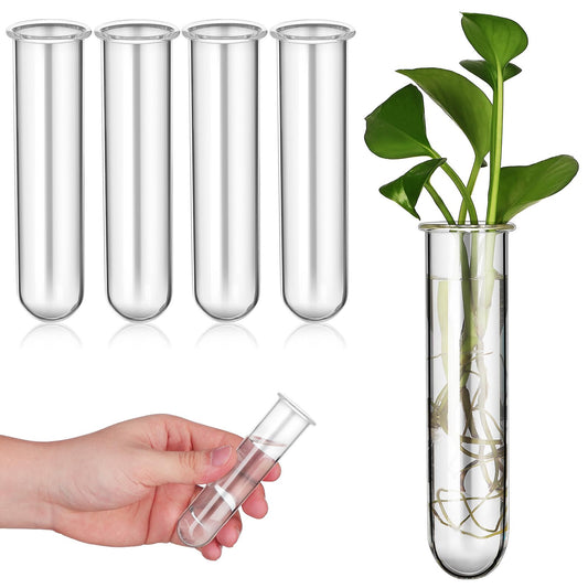 Healifty 5pcs Glass Test Tube Propagation Station for Desk Plant Hydroponics, Small Terrarium Vase Set 2.5x3x11cm, Convenient Hydroponic Plant Propagation Tubes