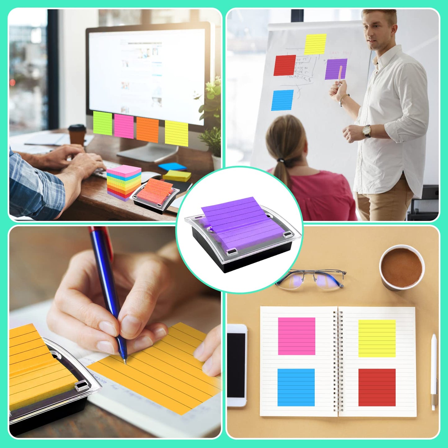 4 Pcs Pop Up Sticky Note Dispenser Sticky Note Holder Pop Up Note Dispenser Transparent Top for 3 x 3 Inch Sticky Notes School Office Home Store Black Base Clear Top (4)
