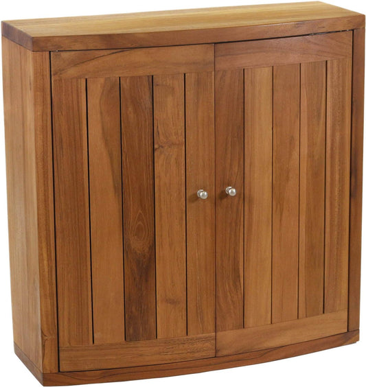 AquaTeak Manada Wall-Mounted Teak Storage Cabinet with Doors