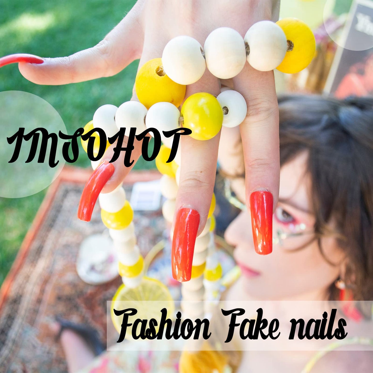IMSOHOT Medium Press on Nails Coffin Laser Fake Nails Glossy Purple Gradient Glue on Nails Full Cover Chrome Ballerina Acrylic False Nails for Women 24PCS