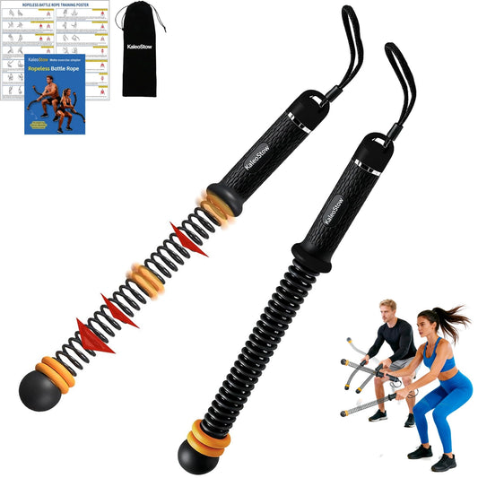 Adjustable Weighted Ropeless Battle Ropes, Portable Arm Exerciser Rope for Home Gym - HIIT, Power sports & High-Intensity Interval Training, Portable Workout Equipment for Men & Women(Black)