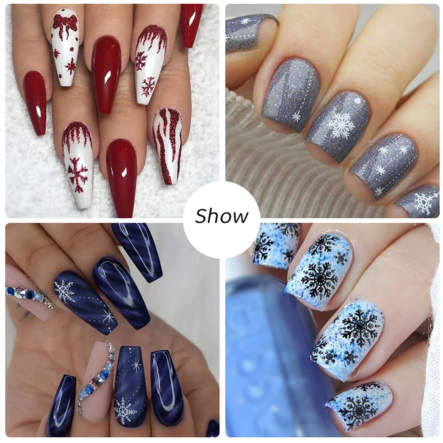 Christmas Holographic Nail Foil Transfer Stickers Decals, Winter Nail Polish Sheets Sky Starry Paper Transfer Foils Snowflake Nails Supplies for Nail Transfer Glue Women Manicure Nail Film Decorations