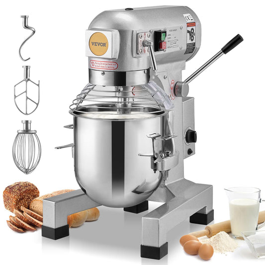 VEVOR Commercial Food Mixer 15Qt, Commercial Mixer with 3 Adjustable Speeds, 550W Dough Mixer,Commercial Stand Mixer with Stainless Steel Bowl