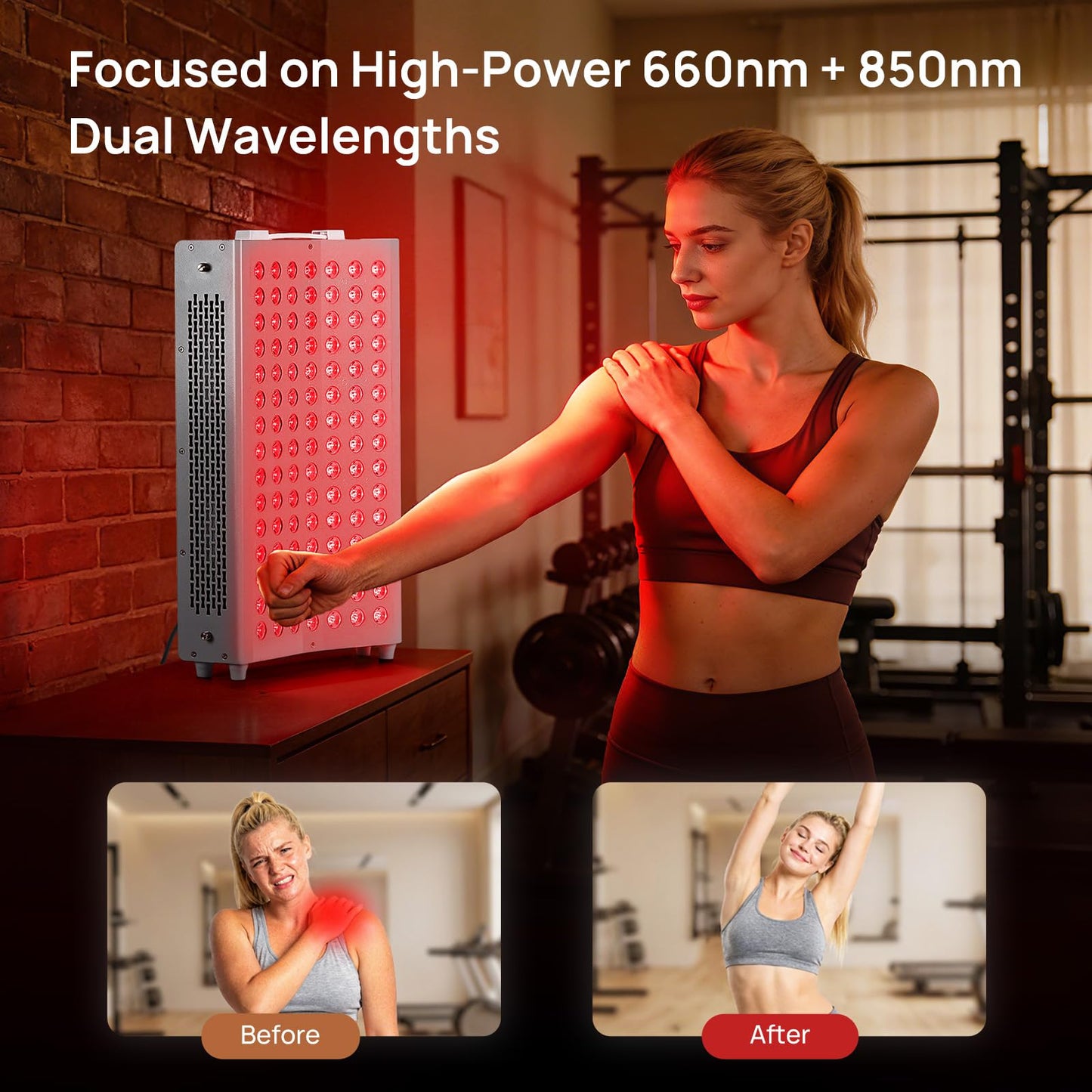 Curved Red Light Therapy Panel, 105 LEDs, 660nm Red & 850nm Near-Infrared (NIR), Switchable Modes, for Full-Body Use, Home Self-Care