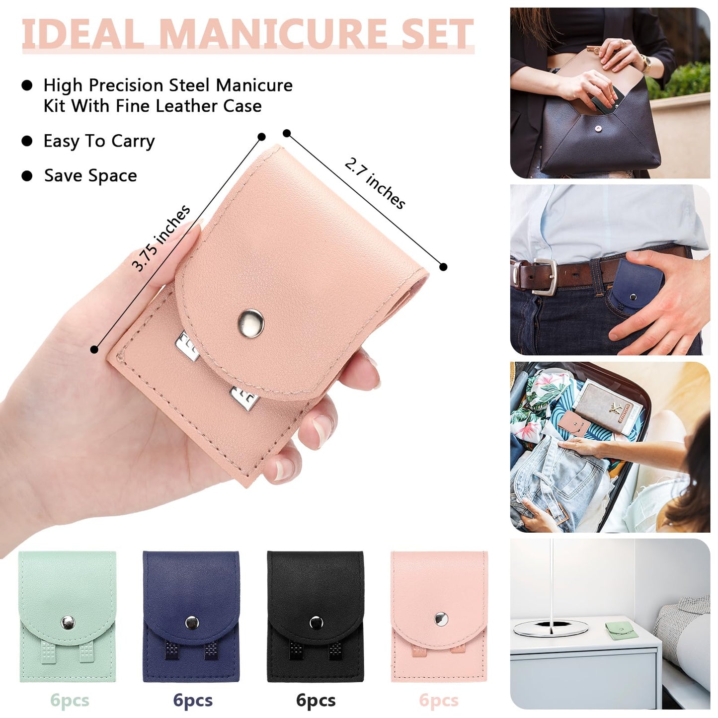 Geosar 12 Sets Manicure Gifts Bulk Nail Clippers Pedicure Kit Stainless Steel Professional Pedicure Grooming Kits Nail Care Tools with Travel Case for Women Men Hand Foot Birthday(Multi Colors)