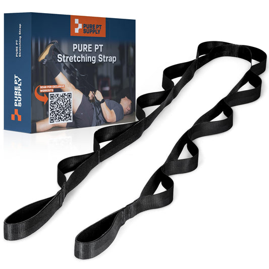 Pure PT Stretching Strap with 10 Loops – Non-Elastic - Physical Therapist-Approved Stretch strap for Stretching, Yoga, Injury Recovery & Flexibility | Premium Yoga Strap - Expert Workouts Included