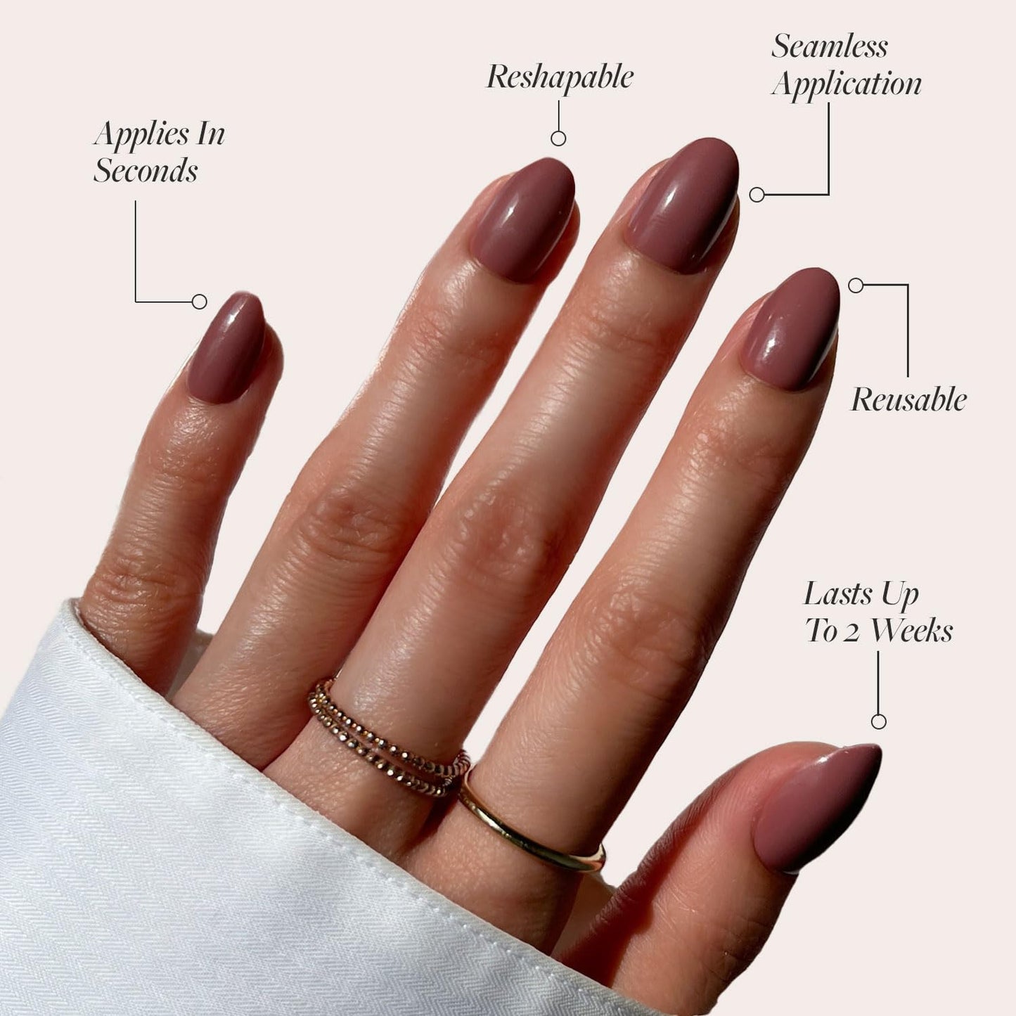 Glamnetic Press-On Nails Bundle - Mauve Affair & Fall Mauve | 2 Muted Purple Fake Nails in Medium Coffin & Short Oval | Durable, Salon-Quality Nail Kits