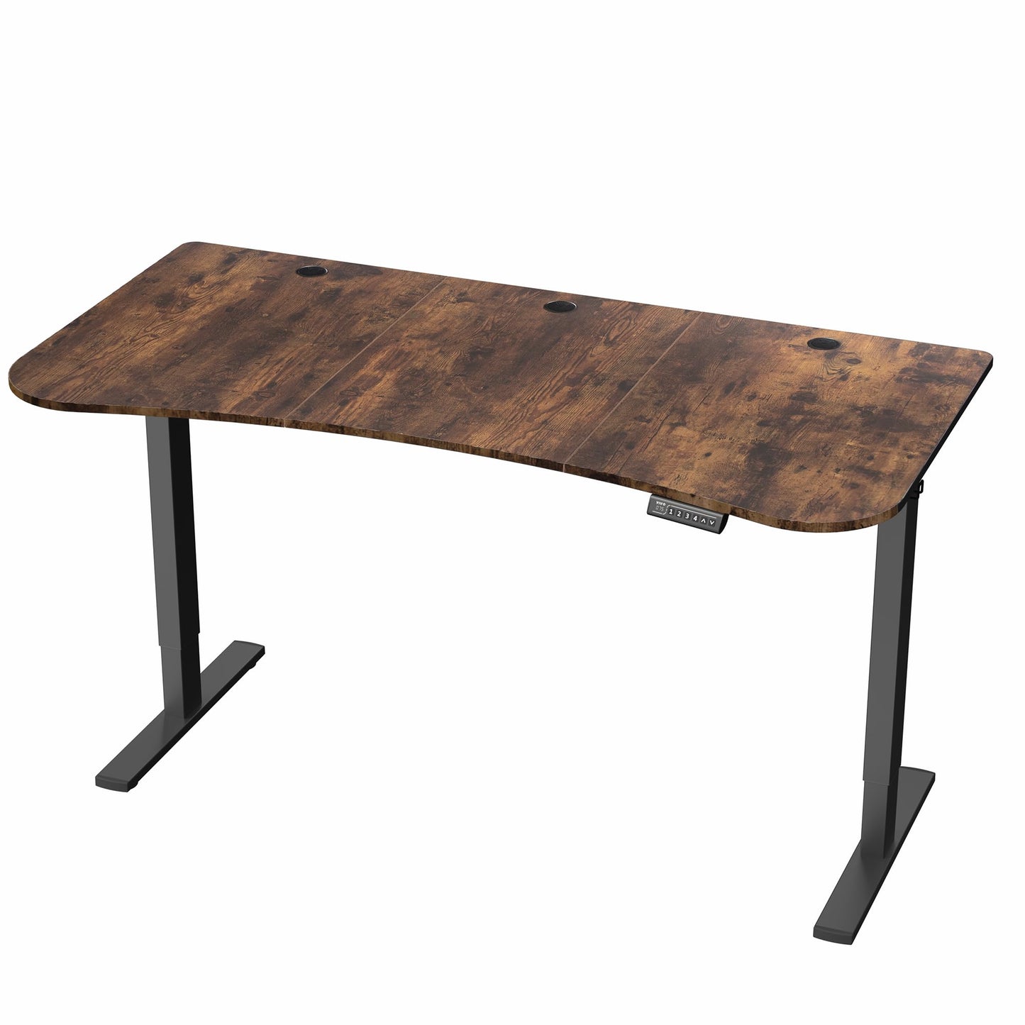 VIVO Electric 63 x 32 in Rustic Standing Desk, Memory Height Adjustment, 1B Series, Holds 220 lbs, Vintage Brown Top Black Frame, DESK-KIT-1B1N