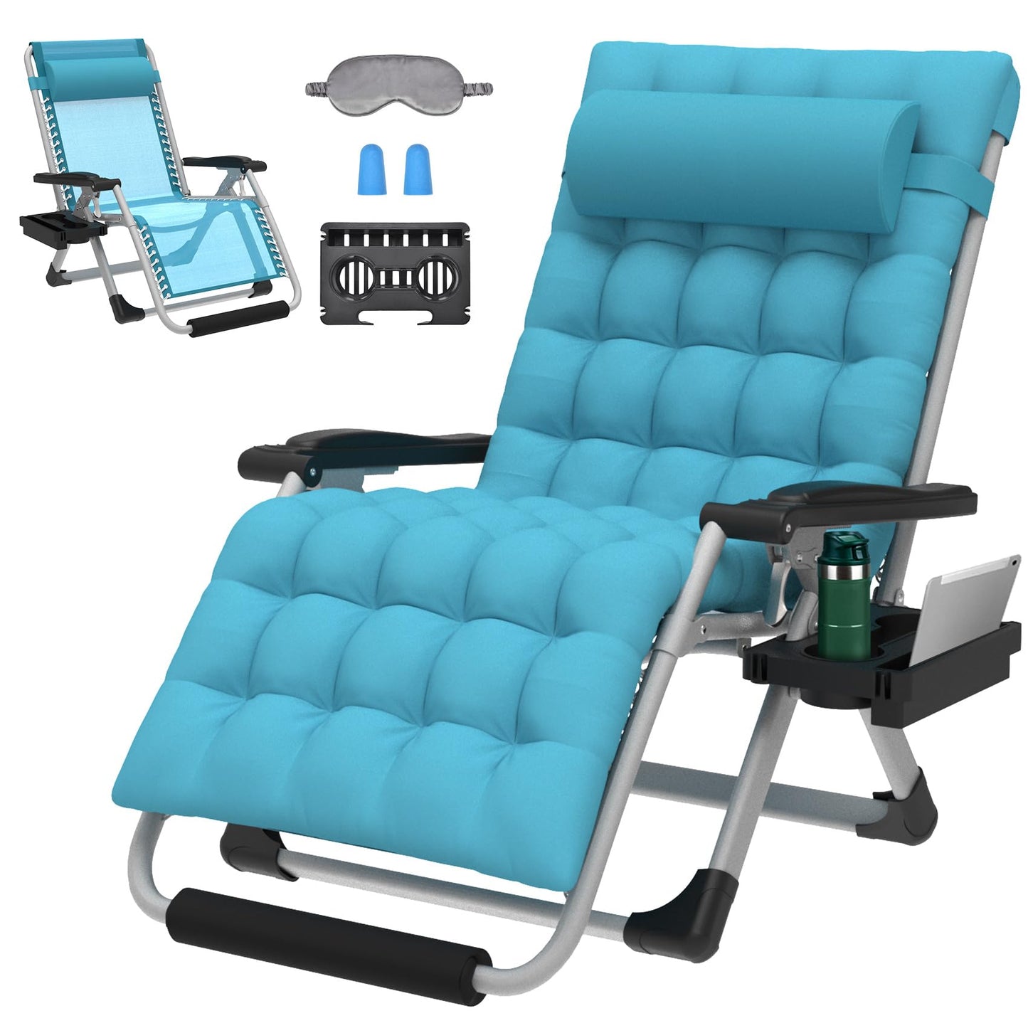 ZENPETIO Oversized Zero Gravity Chair, 33In XXL Zero Gravity Recliner Lounge Chair, Anti Gravity Chair for Indoor and Outdoor, Reclining Camping Chair for Lawn and Patio w/Cushion and Footrest, 500LBS