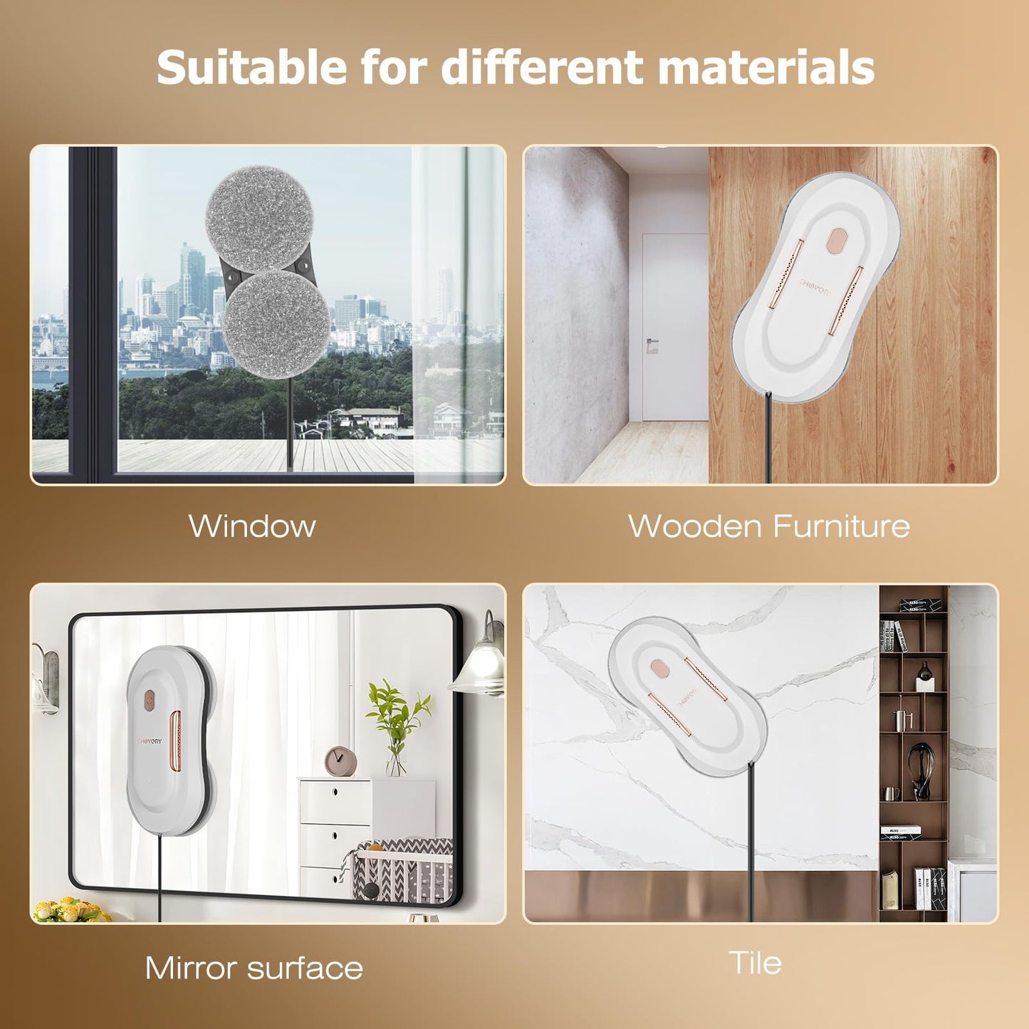CHOVERY CL3 Window Cleaner Robot with Dual Water Spray Automatic Window Cleaning Washer Robot with Remote Control 3000Pa Suction Glass Cleaning Cleaner for Vertical Surface/Glass/Door