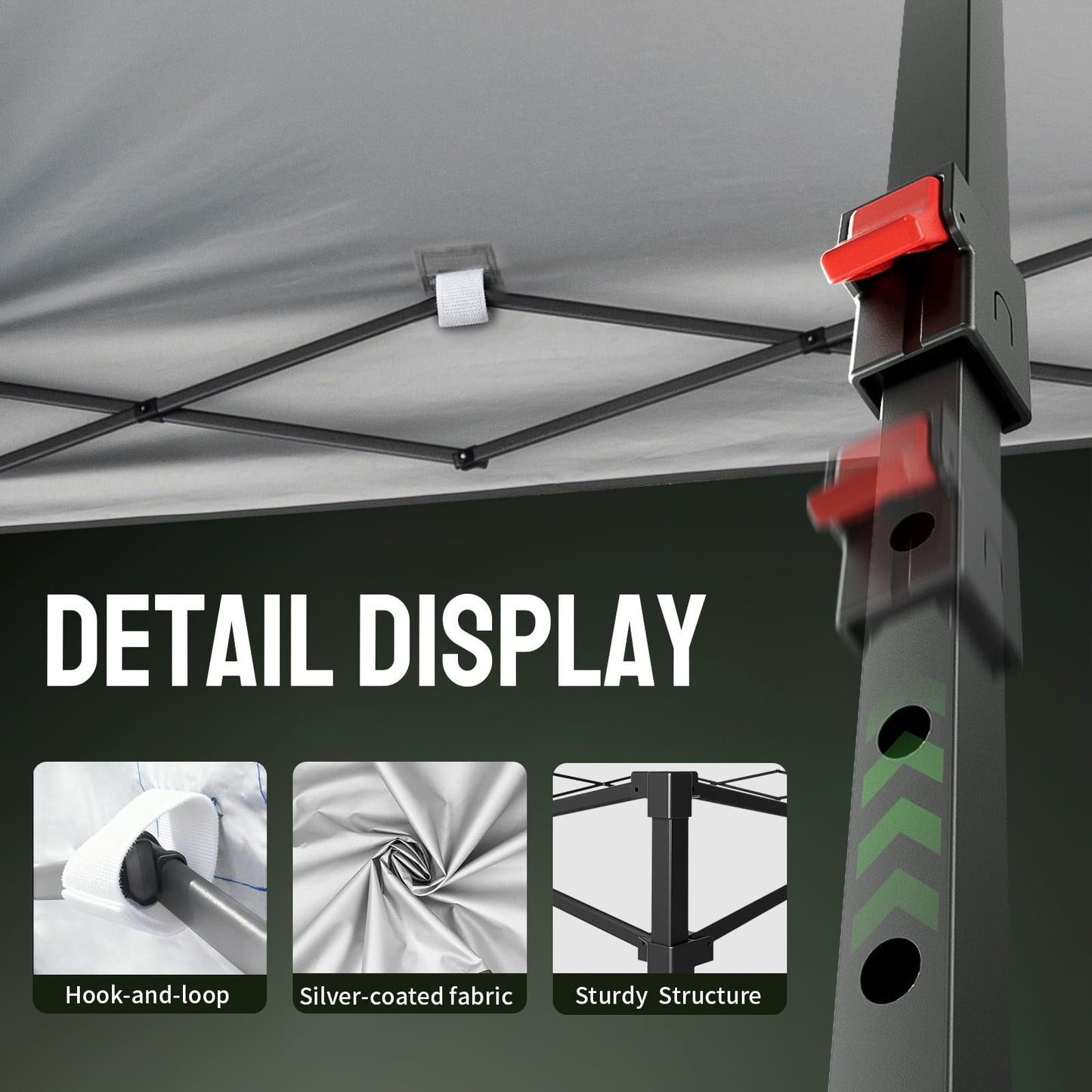 CROWN SHADES 10x10 Pop Up Canopy Tent - Patented Center Lock One Push Instant Outdoor Canopy Beach Tent with STO-N-Go Bag 8 Stakes & 4 Sand Bags，Khaki