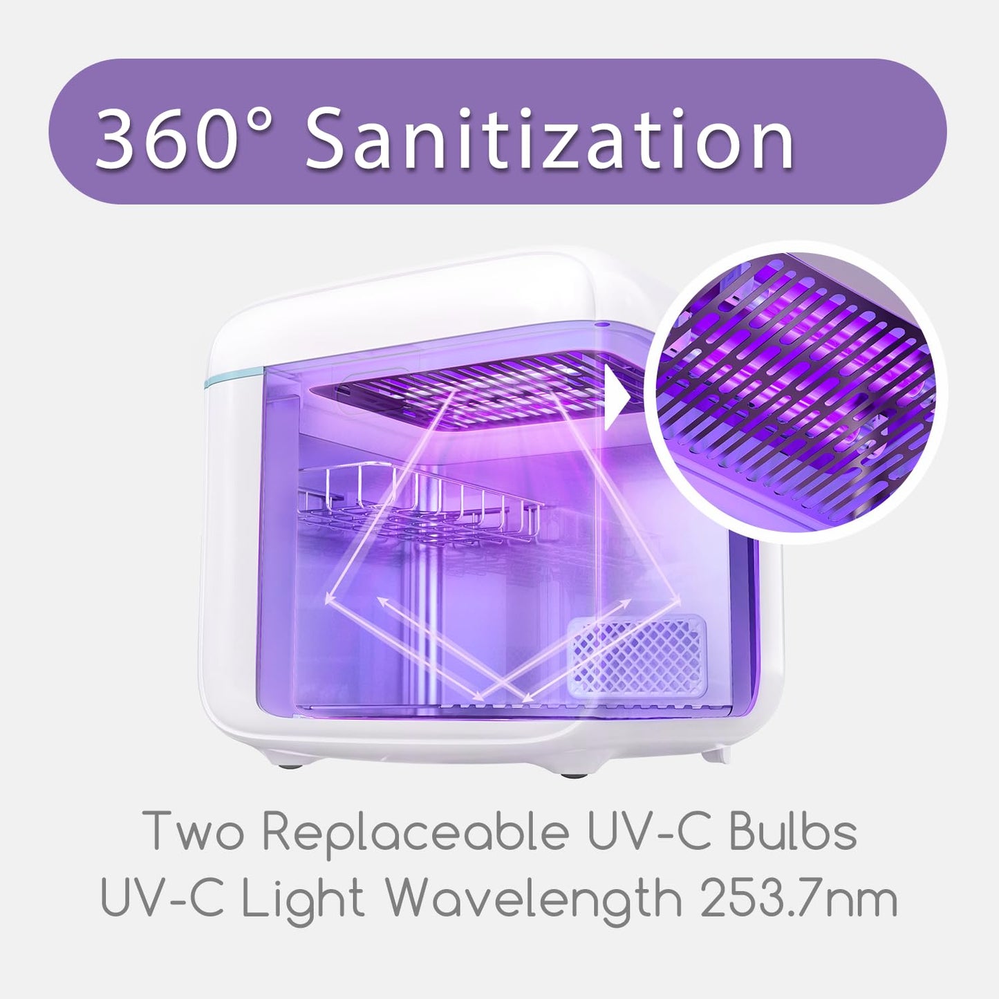 Papablic 4-in-1 UV Light Sanitizer and Dryer, Large Capacity UV-C Cleaner Sanitizing Box with Dual Lamps, for Baby & Whole Family Use, Touch Control