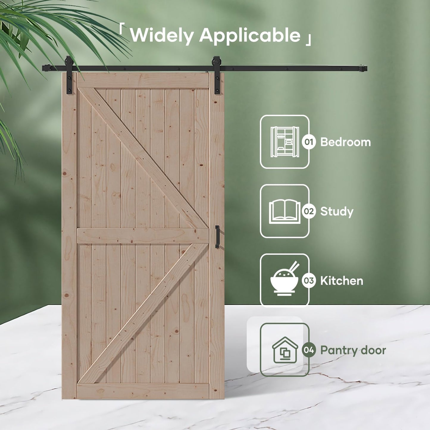 FREDBECK 48in x 96in Wood Sliding Barn Door with 8FT Barn Door Hardware Kit Included K Shape Solid Spruce Panel Sliding Door Double Surfaces Need to Assembly