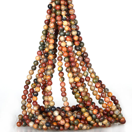 ICAI Beads（Picasso） Natural Stone Gemstone Round Loose Beads Crystal Energy Stone Healing Power for Jewelry Making DIY,1 Strand 35-37pcs（10mm）