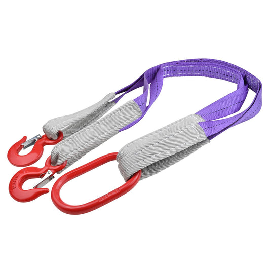 Lifting Slings Straps with Hooks - 3.3 FT, 4409LB Pounds Capacity, Polyester Bridle Sling, Heavy Duty Two Leg Rigging Strap for Engines, Cranes, Hoists, Truck, Purple