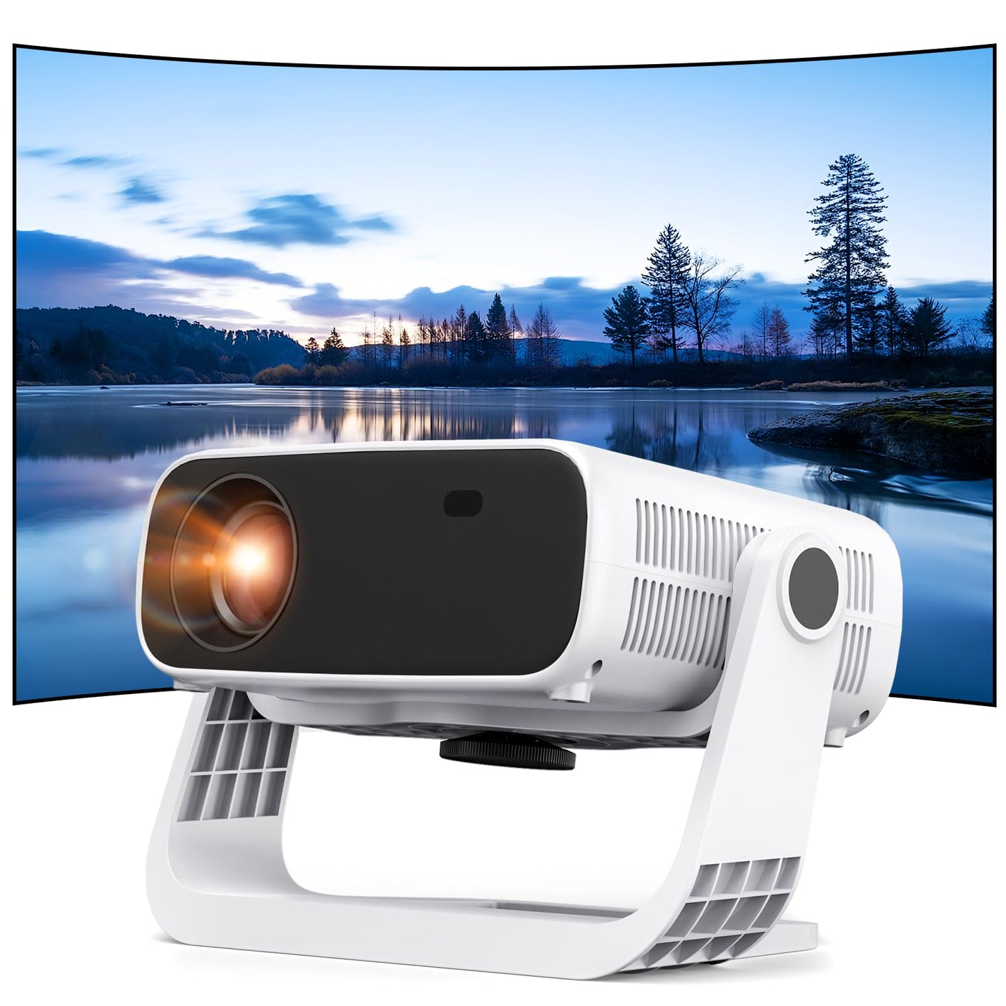 Zdk 2025 Smart Projector with Wifi And Bluetooth - Portable Mini Projector For Home Theater, Compatible With Netflix, 1080p 4k, Auto Keystone,Smartphone, Hdmi, Usb, Av, Fire Stick, Ps5, Includes Stand