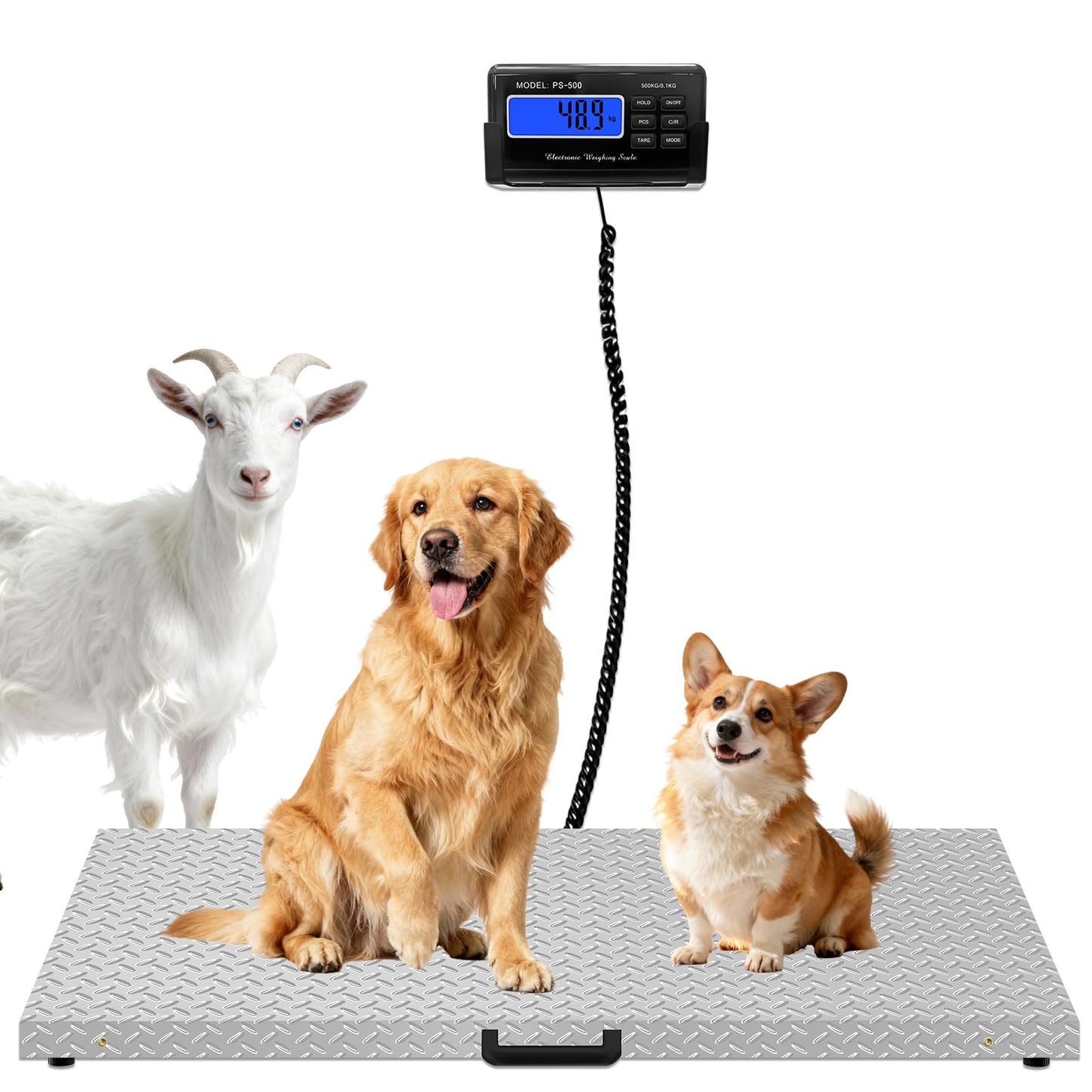 Togarhow 1100Lbs x 0.2Lbs Digital Livestock Scale Stainless Steel Non-Slip Platform Scale Electronic Heavy Duty Postal Shipping Scale for Large Pet Dog Goat Pig Cattle Sheep