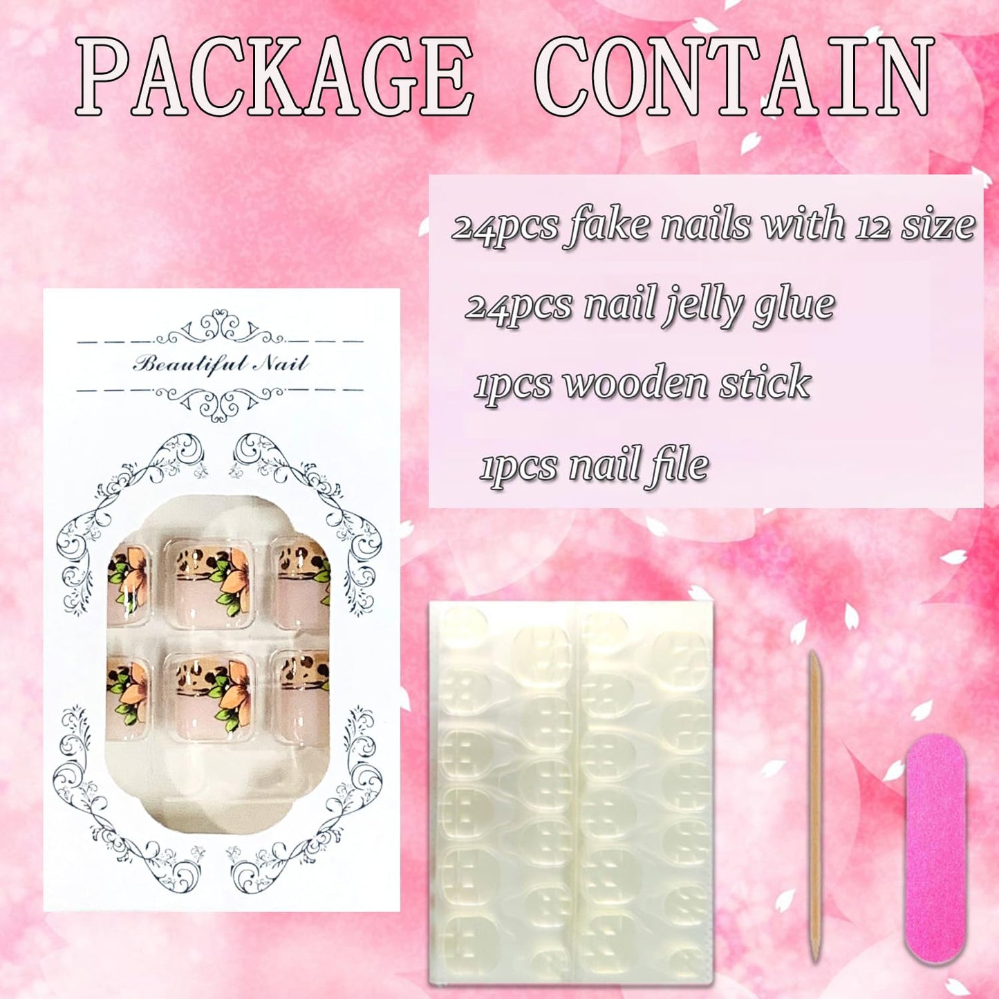 FIEONCIY Press on Toenails with Designs Acrylic Fake Nails for Toe Artificial False Nails with Charms Glue on Toe Nails for Spring Summer Stick on Toenails for Women Girls(JY176)