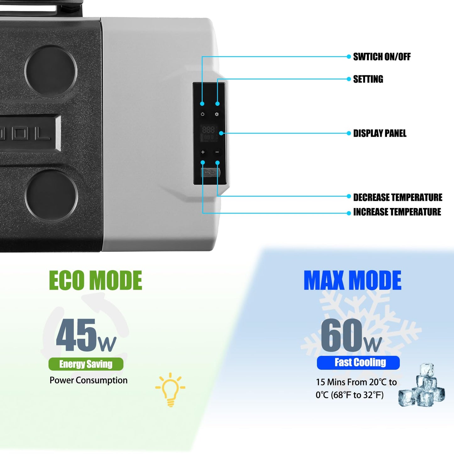 Alpicool ECX40 Portable Refrigerator 42 Quart(39.3 Liter) with Trolley Mini Fridge Freezer for Driving, Travel, Fishing, Outdoor -12/24V DC
