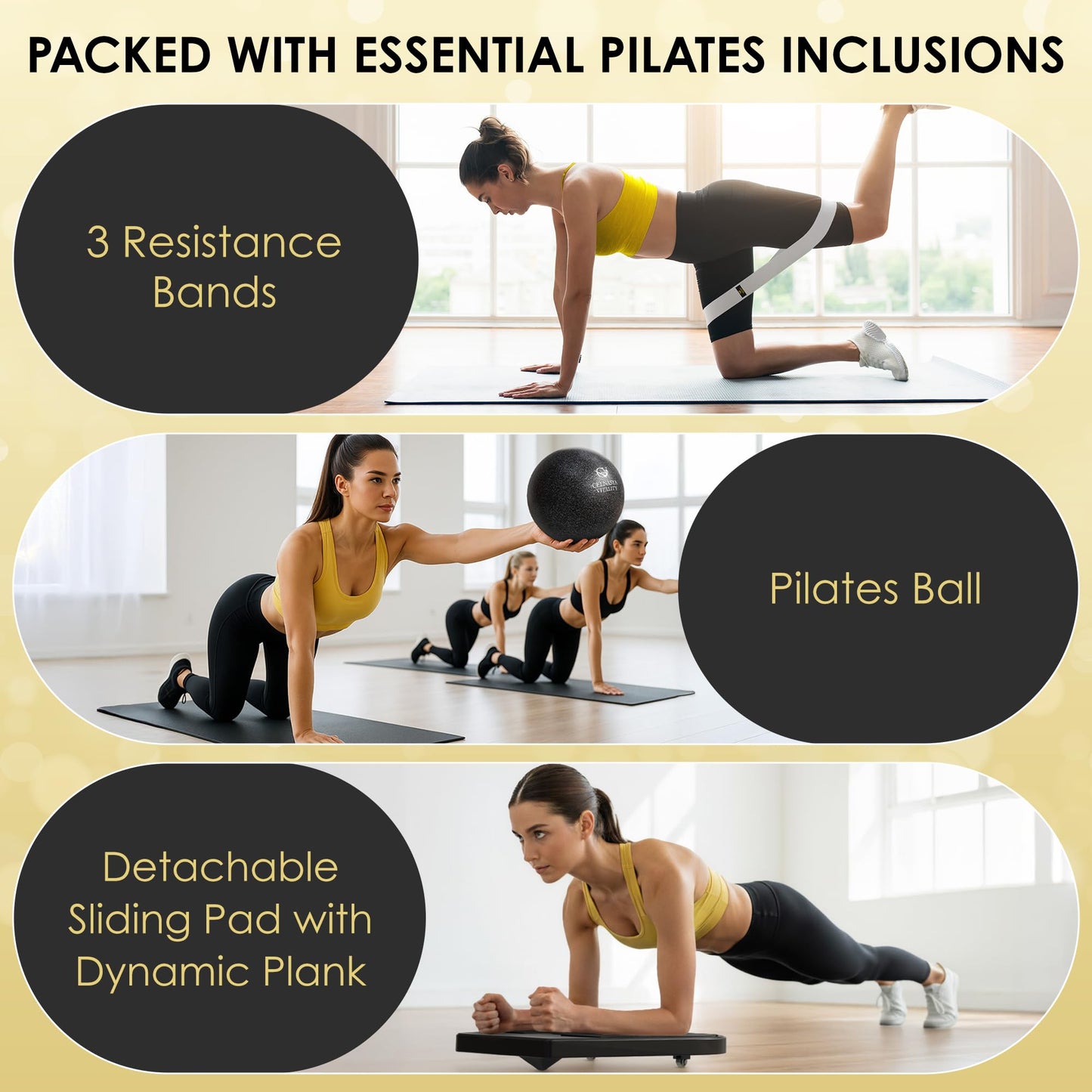Pilates Reformer Board, 7-in-1 Foldable Pilates Board Kit with Timer, Guided Home Workouts w Resistance Bands & Ball - At Home Pilate Reformer AB Core Machine, Exercise Fitness Slider Equipment