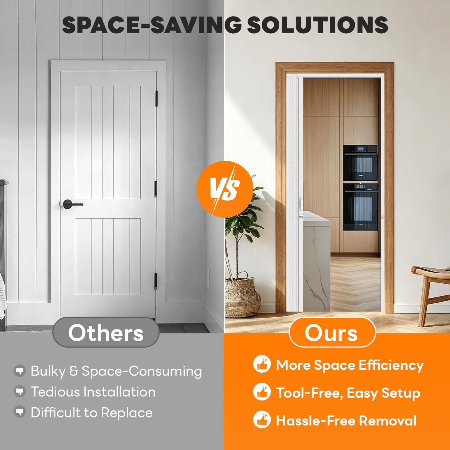 CCBOYSHARDWARE 38X80in PVC Accordion Door Interior, Folding Doors with Lock and Handle,Space-Saving Double-Layer Sliding Door for Closet, Pantry & Room Divider, Easy to Clean, Trimmable