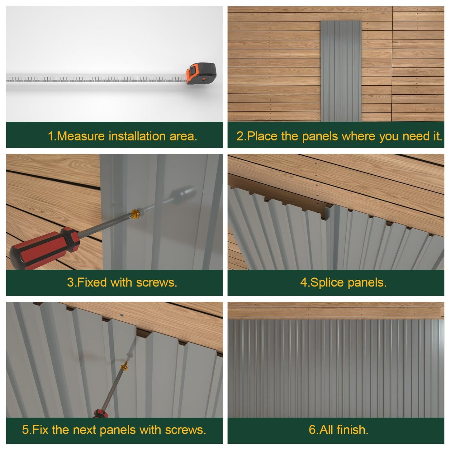NeatiEase 20 Pcs Metal Roofing Panels, 6.1 Feet Corrugated Galvanized Roofing Panels Metal Siding Panels with Steel Screws for Pergola, Gazebo, Shed, Outdoor Storage, Chicken Coop, Patio,Garages