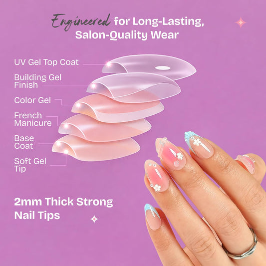RPNZL Press On Nails - Love Beam | Heart Cat Eye, UV Finish Almond Nails, Salon Quality | 32 Nails, 16 Sizes Kit with Glue and Adhesive Tabs I Female Founded - Beauty, Self Care