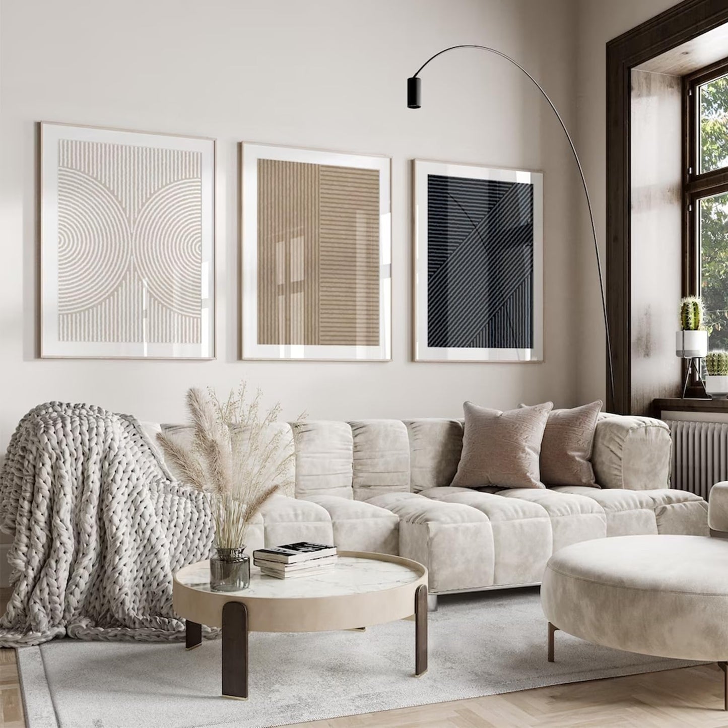 Modern Abstract Pictures Wall Art Boho Neutral Canvas Wall Art Minimalist Wall Decor Black Brown Artwork Abstract Modern Painting Prints for Living Room Bedroom 16x24 Inch Set of 3 (UNFRAMED)