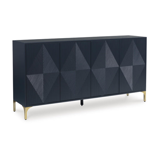 Signature Design by Ashley Loirwick Contemporary Accent Cabinet with Shelf and Geometric Pattern, Blue