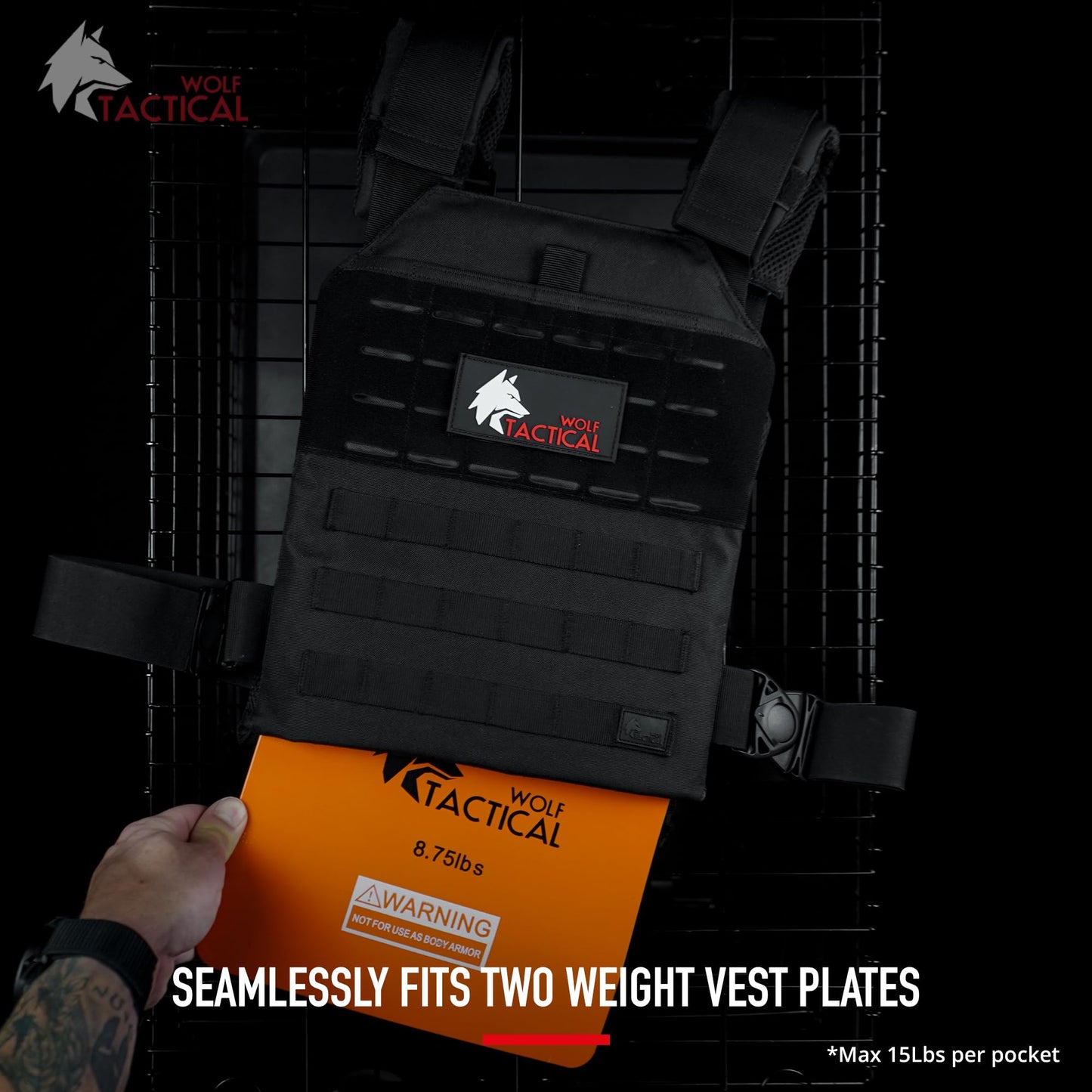 Wolf Tactical Fitness Weighted Vest Men Women - Adjustable Weight, Rucking, Black