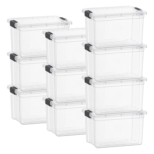 Superio Clear Storage Box with Lid, 49 Quart Plastic Container Bins for Organizing, Stackable Crates, BPA Free, Non Toxic, Odor Free, Organizers for Home, Office, School, and Dorm, 10 Pack
